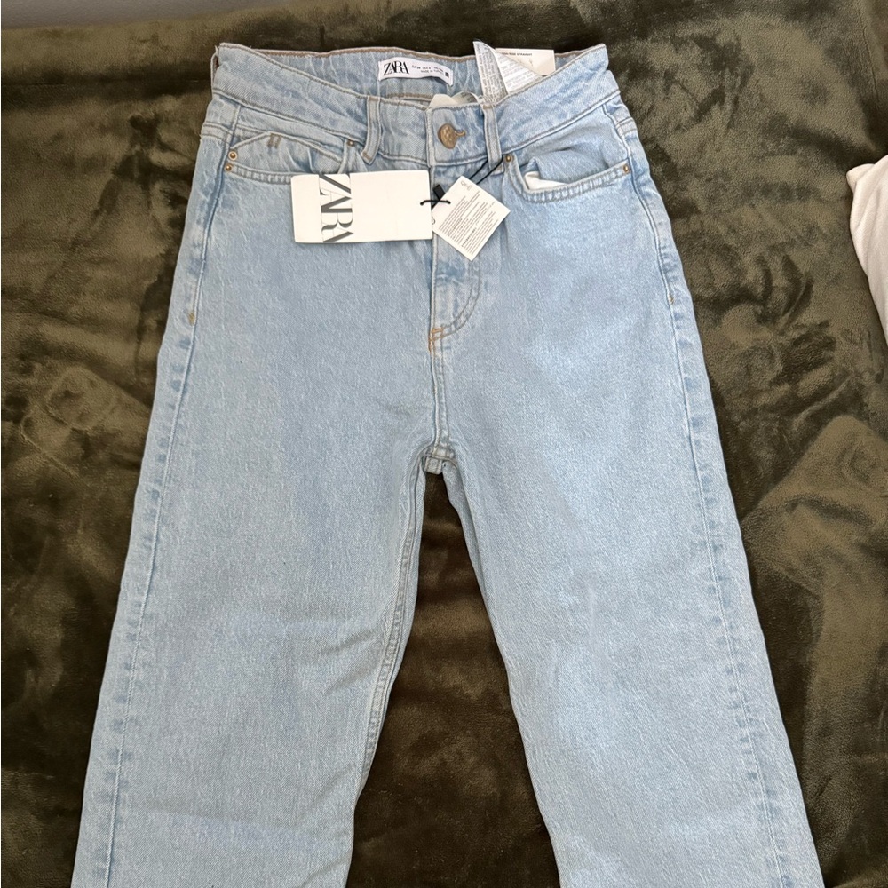 Zara high rise straight leg jeans